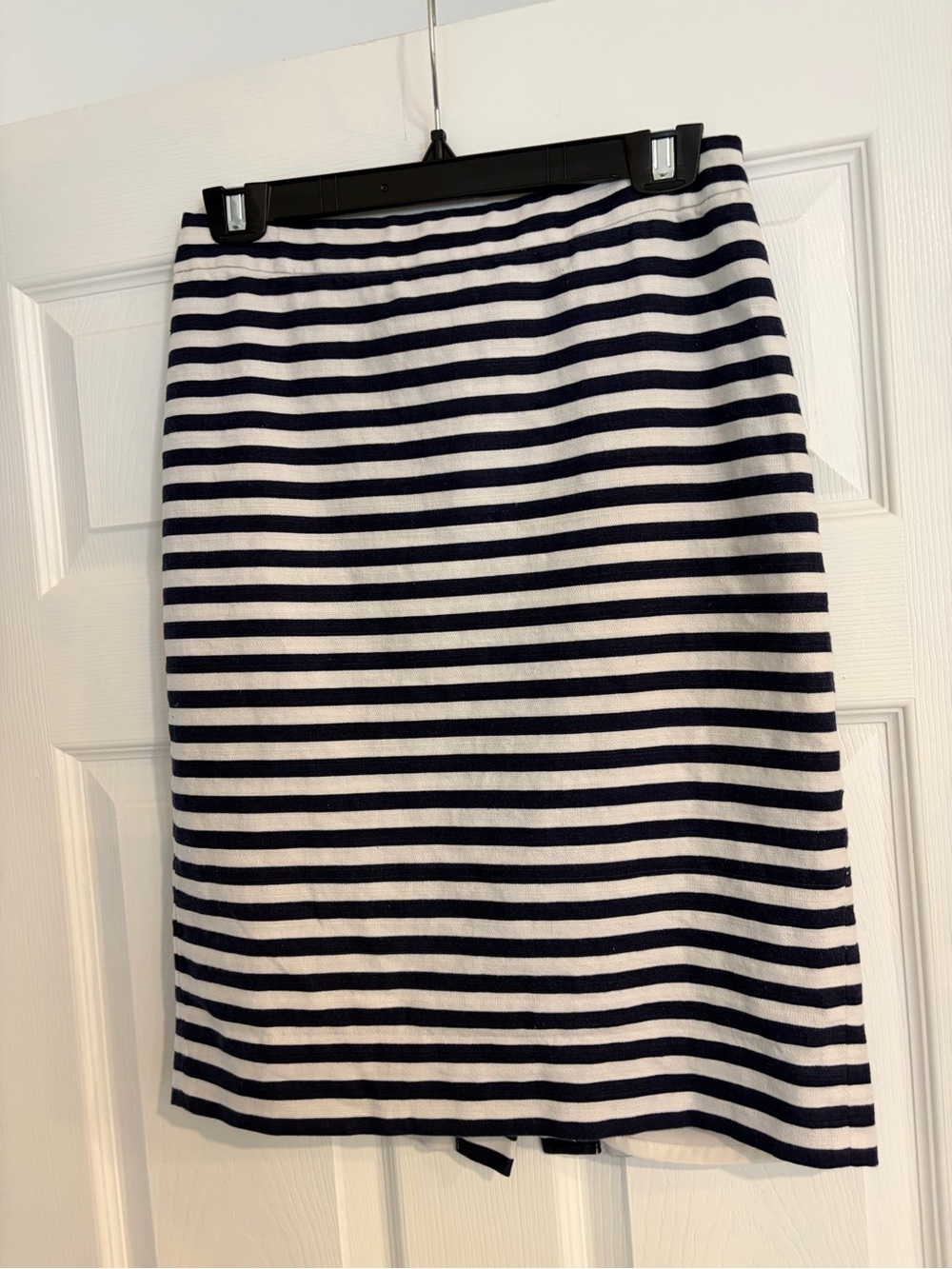 J. Crew Navy and White Striped Pencil Skirt